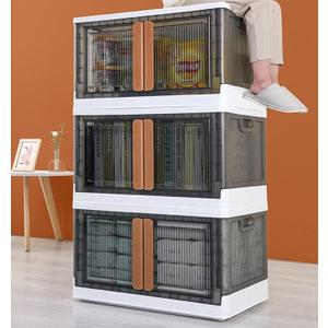 Closet Organizers and Storage, Trunk Car Organizer with Lids and Doors Dorm Room Essentials 8.4 Gal Collapsible Stackable Storage Bins Plastic 3 Pack