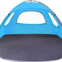 WhiteFang Beach Tent Anti-UV Portable Sun Shade Shelter for 3/4/6/8 Person, Extendable Floor with 3 Ventilating Mesh Windows Plus Carrying Bag, Stakes and Guy Lines (3 Person, Blue)