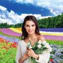 7x5ft Spring Scenery Backdrop Colorful Flowers Field Blooming Floral Forest Photography Background Nature Scenery Theme Decorations Room Decor Kids Adults Portraits Banner Photo Studio Props