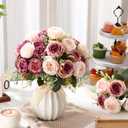 Geosar 8 Bundles Artificial Peonies Flowers Fake Silk Peony Bouquet Faux Peonies Flowers Bulk for Decoration Vase Floral Arrangements Wedding Party Table (Dusty Pink,Dusty Rose)