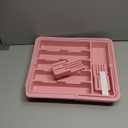 Homecor Silverware Organizer - Expandable Large Kitchen Drawer Organizer Utensil Organizer with 2 Knife Block Inserts, 22"x 19"Cutlery Tray with Drawer Dividers for Kitchen Flatware (Pink)