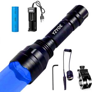 Rechargeable Blue Light Tactical Flashlight1000 Yards Blue Night Vision LED Light kit, Universal Picatinny Rail Mount with Pressure Switch for Long Distance Night Observation.