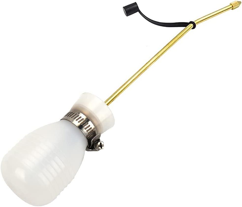 Powder Duster, Large Diatomaceous Earth Bulb Duster Applicator with Long Copper Tube Garden Puffer Duster for Multi Purpose Indoor and Outdoor Use (White)