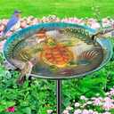 Metal Bird Bath for Outside, Detachable Birdbath & Birdfeeder with Base Stake, Vintage Bird Baths Feeder Bowl for Outdoors Garden Yard Lawn Decor (Vintage Silver)