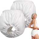 2 Pack Unisex Washable Adult Waterproof Diaper Covers for Incontinence, Leak-Proof Protection, Comfortable Adjustable Rubber Pants (White, XL)