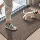 LEKEEPGO Door Mat 17"x29", Non Slip Door Mat Indoor Entrance, Rubber Backing Indoor Door mats Washable Absorbent Low-Profile Doormat Front Entryway Entry Resist Dirt Inside Door Mats, Coffee, 1'5" x 2'5" (Rectangular)
