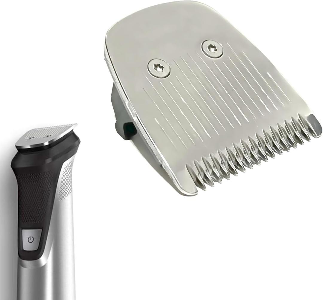 maxeylead 32mm Full Size Replacement Trimmer Blade Compatible with Philips Norelco Multigroom MG3750 MG5750 MG7750 MG7790 MG9510 BT5511 Beard Trimmer Attachment Parts Black (Silver)