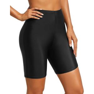Holipick 5"/7" Swim Shorts Women High Waisted Bathing Suit Shorts Tummy Control Swimsuit Boyshorts Bottom with Liner (Black, XL)