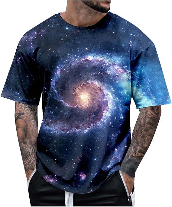 Sports T-Shirt Men's Space Universe Galaxy Printed Shirt Casual Vintage Short Sleeve Crew Neck Summer Tops 3D Print Shirts Colourful Space Graphic T-Shirts for Men 16