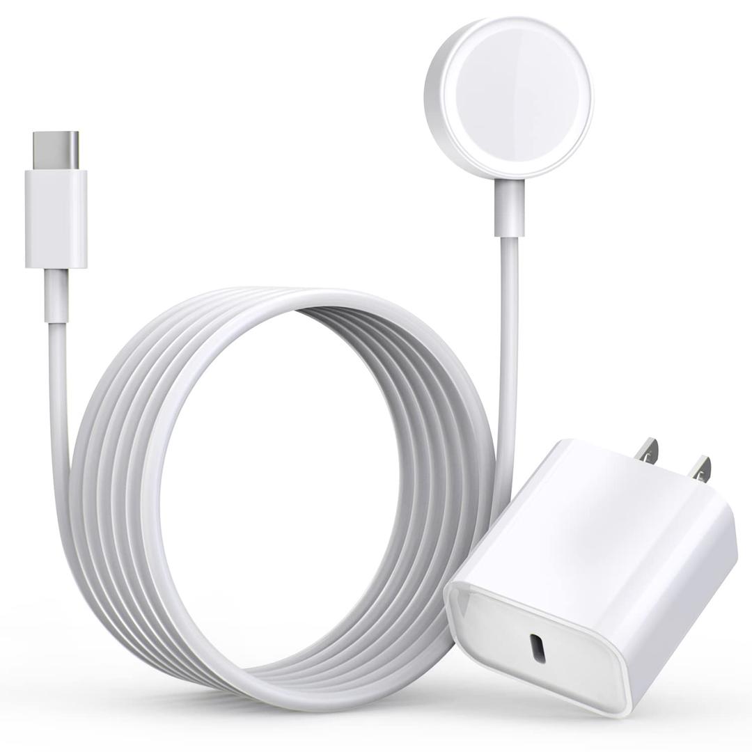 Fast Charger for Apple Watch Charger, USB C 20W iPhone Watch Charger Plug Adapter & Long 6.6FT iWatch Portable Wireless Fast Charging Cable Cord Compatible with Apple Watch Series 9/8/7/SE/6/5/4/3/2/1