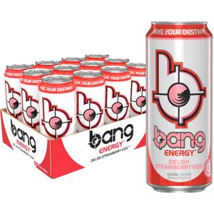 Bang Energy Delish Strawberry Kiss, Sugar-Free Energy Drink, 16 Fl Oz | Pack of 12 (EXP 07/09/27)