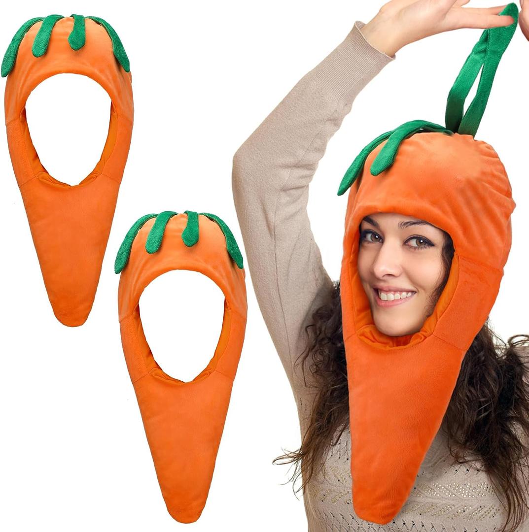 Therwen 2 Pcs Carrot Hat Funny Vegetable Hat Costume Easter Headgear Accessories Cosplay Party Photo Prop