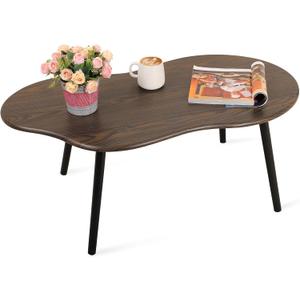 Modern Coffee Tables for Living Room Cloud Shape Center Table Industrial Irregular Wood Grain Table Top Coffee Table, Rustic Brown Unique Furniture for Living Room Home