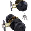 GITRANG All Keyed Identical Deadbolt Door knob Single Cylinder Deadbolt Lock Combo Set, Classic Matte Black Exterior Door Knobs with Deadbolt Entrance and Front Door Lock