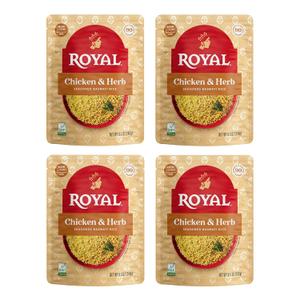 Royal Chicken & Herb Basmati Rice - Ready to Heat Basmati Rice - (4 Pack) 8.5 oz Microwaveable Pouch, bbd 04/10/2024