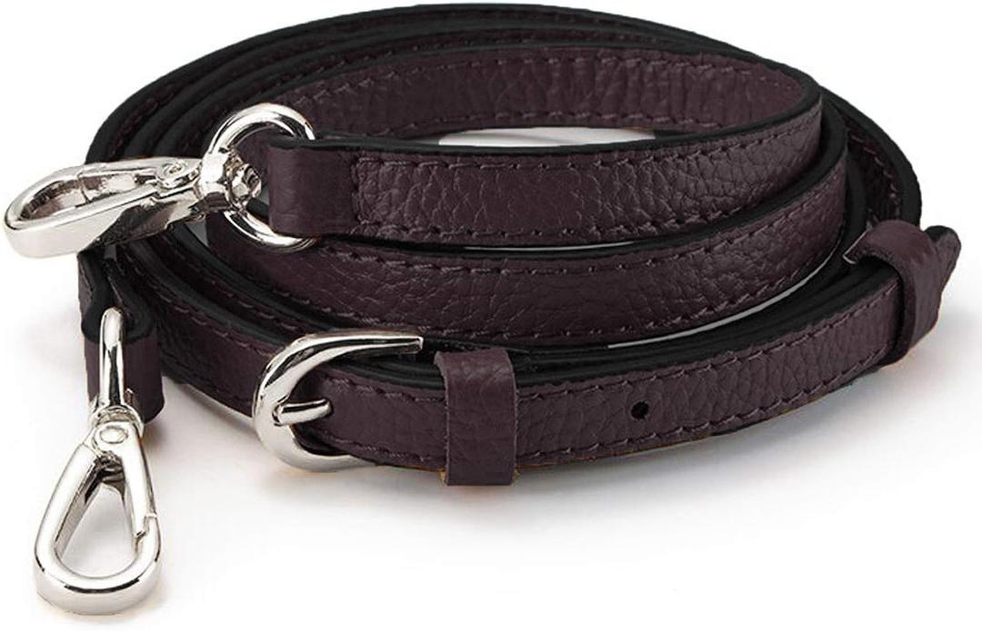 LIVE UP Full Grain Purse Strap Genuine Leather Replacement for Cross Body Bag Handbags(Expresso-Silver Buckles)