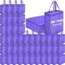 Windyun 200 Pcs Reusable Tote Bag Bulk 8 x 4 x 10 Inch Non Woven Shopping Bag with Handle Portable Grocery Bags Gift Tote for Merchandise Events Parties Boutiques Retail Stores (Purple)
