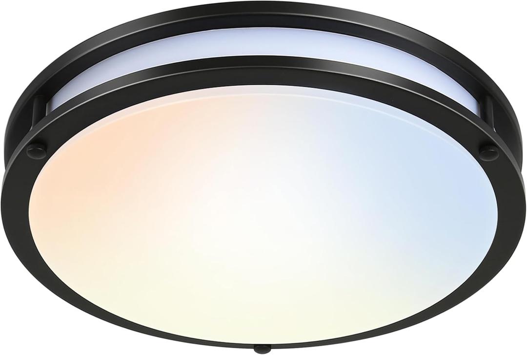 16 inch Dimmable LED Flush Mount Ceiling Light, Oil Rubbed Bronze, 36W, 2200LM, 2.7/3/3.5/4K/5K Adjustbale, 120°Light Angle, CRI80, Ceiling Lamp for Bedroom, Kitchen, Office, Garage, ETL Listed