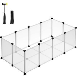 SONGMICS 20 Panels Pet Playpen with Floor, Small Animal Playpen, Pet Fence Indoor, DIY Plastic Enclosure for Guinea Pigs, Bunny, Hamsters, Hedgehogs, 49.2 x 24.8 x 16.5 Inches, White ULPC001W01