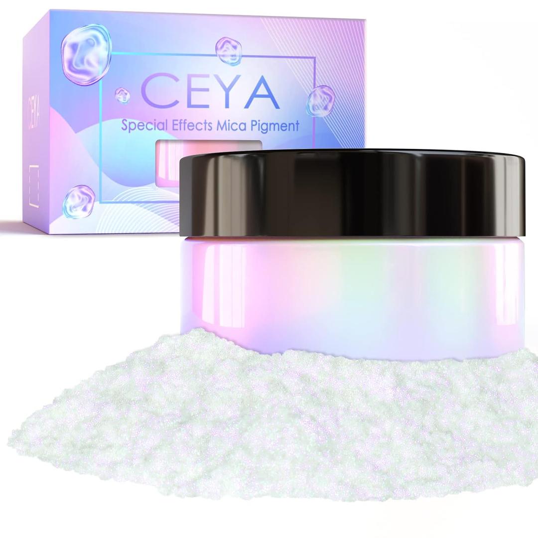 Ceya Interference Mica Powder, 1.8oz/ 50g Ghost Dreamland Chrome Nail Powder, Cosmetic Grade Pearlescent Effect Color Shift Pigment for Epoxy Resin, Makeup Shimmer, Nail Polish,Soap Dye,Candle Making (I-Ghost Dreamland)