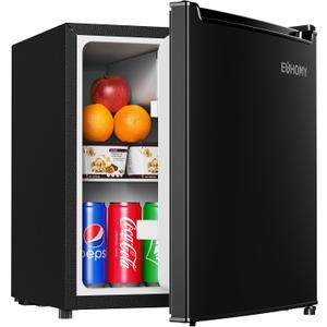 EUHOMY 1.7 Cu.Ft Mini Fridge, Reversible Door Compact Refrigerator, Black