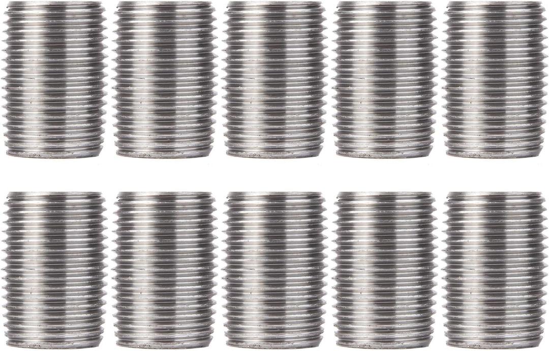 PIPE DCOR 1/2 in. x Close Galvanized Steel Nipple, Pre-Cut, for DIY Furniture Building and Regular Plumbing Applications, 10 Pack
