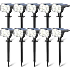 Kaxiida Solar Lights Outdoor Waterproof IP68, 3 Lighting Models Solar Powered Spot Lights Outdoor, 56LED Solar Light Dusk to Dawn for Yard Patio Garden Pathway Landscape Lighting (White, 10 Pack)