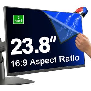 2 Pack 23.8 Inch Privacy Screen for 16:9 Widescreen Monitor, Magnetic Removable Anti-Spy Filter, Anti-Glare Blue Light Reduction Screen Protector, Anti-Scratch
