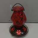 BOLITE Hummingbird Feeder, Hand Blown Glass Hummingbird Feeders for Outdoors Hanging, with Ant Moat and 5 Feeding Ports, 22 Ounces, Red, Birthday Gifts for Women Men, Gifts for Mom Dad