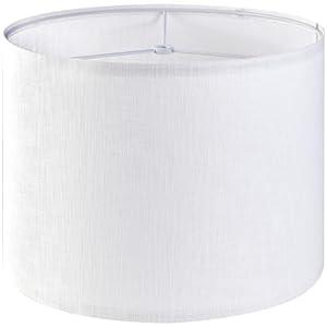 GO&SO White Textured Drum lampshade Medium Lamp Shade 13" Top x 13" Bottom x 10" High (Spider) Modern Linen Lamp Shades for Table Lamp Bedside Lamp Natural Linen Replacement Assembly is Required