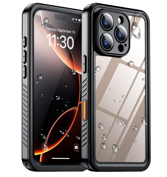 Temdan Compatible with iPhone 16 Pro Max Case Waterproof, Builtin Screen & Camera Protector IP68 Underwater Full Body 16FT Military Dropproof Shockproof Phone Case 6.9"Black/Clear