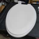 KOHLER Stonewood Quiet-Close, Elongated Toilet Seat Soft Close, Durable Wood, Easy Installation, Universal Fit, Home Essentials, Biscuit Finish, K-20466-96