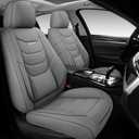 Car Seat Covers Full Set, Universal Automotive Front and Rear Seat Protector Fit for Cars 5 Seats, Waterproof Breathable Nappa Leather Seat Cushion for Most Vehicles SUV Pick-up Truck, Grey