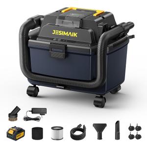 JESIMAIK Cordless Shop Vac, 18.5KPa Brushless Wet Dry Vacuum Cleaner with 2x4.0Ah Batteries, 4.2 Gallon Large Tank, 3-in-1 Suction, Portable Shop Vaccum for Workshop, Garage, Car