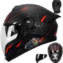 Bluetooth Full Face Motorcycle Helmet DOT Approved Modular Motorcycle Helmets with Built-in Sun Visor, Multi-Ventilation Ports, for Adults Men Women Casco Moto Hombres Mujeres