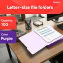 Staples File Folders, Letter Size, 1/3‑Cut Tabs, Purple, Durable 10.5‑Point Paper Stock, 100/Pack
