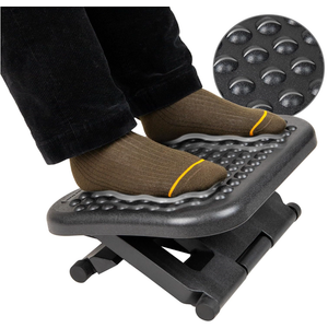 Mind Reader Foot Rest, Under Desk at Work, Ergonomic, Height Adjustable, Office, Plastic, 17"L x 13"W x 6.25"H, Black