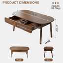 Oval Coffee Table with Storage - 39.4” Mid Century Modern Coffee Tables for Living Room, Farmhouse Wooden Center Table with 2 Drawers - Walnut Color, 39.4''W x 19.7''D