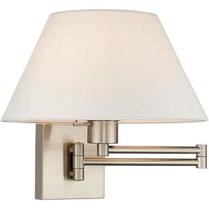 Livex Lighting 40039-91 1-Light Swing Arm Wall Light, Brushed Nickel, 13"W x 12"H