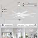 72 Inch Large Ceiling Fans Without Lights, 8 Blades White Ceiling Fan Remote/APP Control, Reversible Big Ceiling Fan for Shop Garage Living Rooms