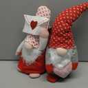 Vintend 2Pcs Valentines Day Gnomes Decorations, Handmade Valentine Gnome Decor Mr & Mrs Swedish Tomte Stuffed Gnomes Plush Doll Knomes Ornaments for Girlfriend Wife Women