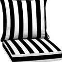 Arden Outdoor Deep Seat Cushion Set, 24 in x 24 in, Weather-Proof, Rain-Proof, Fade Resistant Patio Cushion for Chair, Sofa, and Couch Black Cabana Stripe