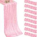 8 Pack Pink Cheesecloth Table Runner 21x120 Inch | Boho Gauze, Rustic Light Pink, Wedding Birthday Party Baby Shower, Centerpiece Valentine's Day Home Decorations