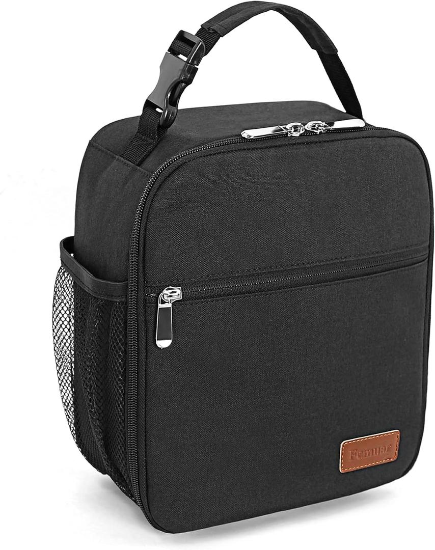 Lunch Box for Men Women Adults Small Lunch Bag for Office Work Picnic - Reusable Portable Lunchbox, Black