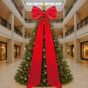 23.62 x 90.55 Inches Christmas Extra Large Bows Giant Christmas Tree Topper Bow Decorations Satin Bow Tree Topper for Xmas Decorations Wreath Home Holiday Party Decor (Red)