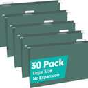 HERKKA Hanging File Folders, 30 Pack Reinforced Legal Size Hanging Folders with Heavy Duty 0 Inch Expansion, Designed for Bulky Files, Medical Charts, Adjustable Tabs, Green