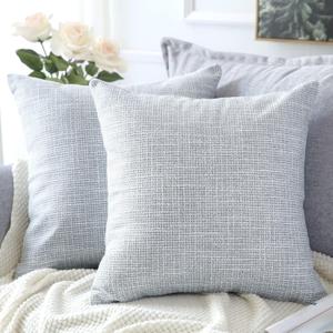 OTOSTAR Linen Throw Pillow Covers Set of 2 Decorative Square Pillowcases Cushion Covers 11.5 x11.5 Inch for Home Decor Sofa Bedroom Car 29 x 29 CM Blue Grey