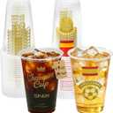 18 oz Champion Cup Salute To Spain, 2010 World Soccer Champion, 24-Count Disposable Plastic Party Cups, National Flag Themed for Fan Event Decorations Game-Day Festival