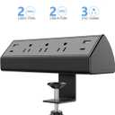 Jgstkcity Desk Clamp Power Strip,40W Total Fast Charging Station,2 PD 20W USB C Ports,Desk Edge Mount Surge Protector for Home, Office,3 Outlets,Fit 1.96" Tabletop Edge,ETL Listed