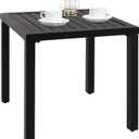 PHI VILLA Indoor Outdoor Small Metal Square Side/End Table, Patio Coffee Bistro Table, Black (19x19")